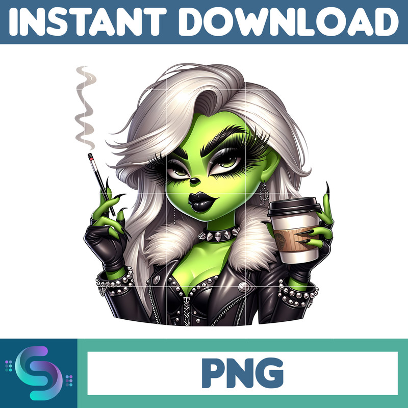 Boujee Black Girl Christmas Green Mean Girl Png Clipart, Christmas Afro Woman Clipart. Merry Grinchmas, Holiday Vibes, Pink Wine Png (1).jpg