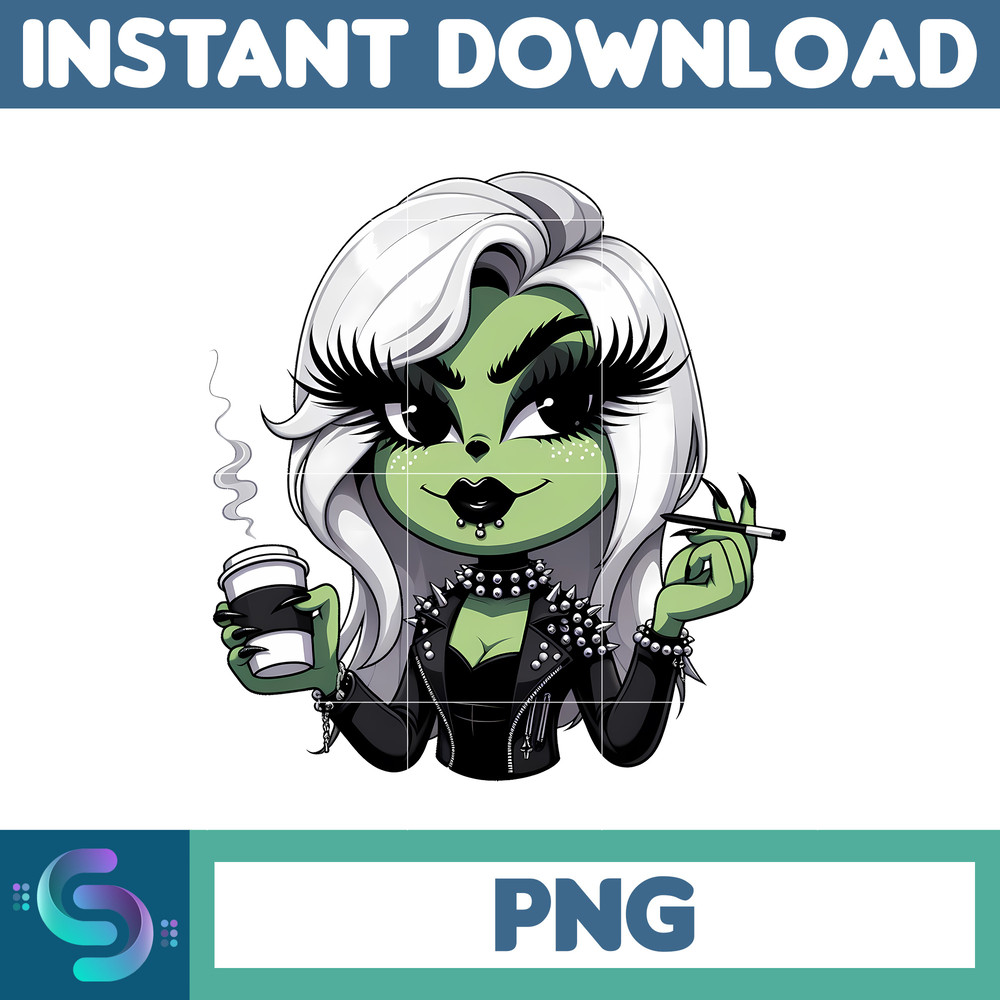 Boujee Black Girl Christmas Green Mean Girl Png Clipart, Christmas Afro Woman Clipart. Merry Grinchmas, Holiday Vibes, Pink Wine Png (9).jpg