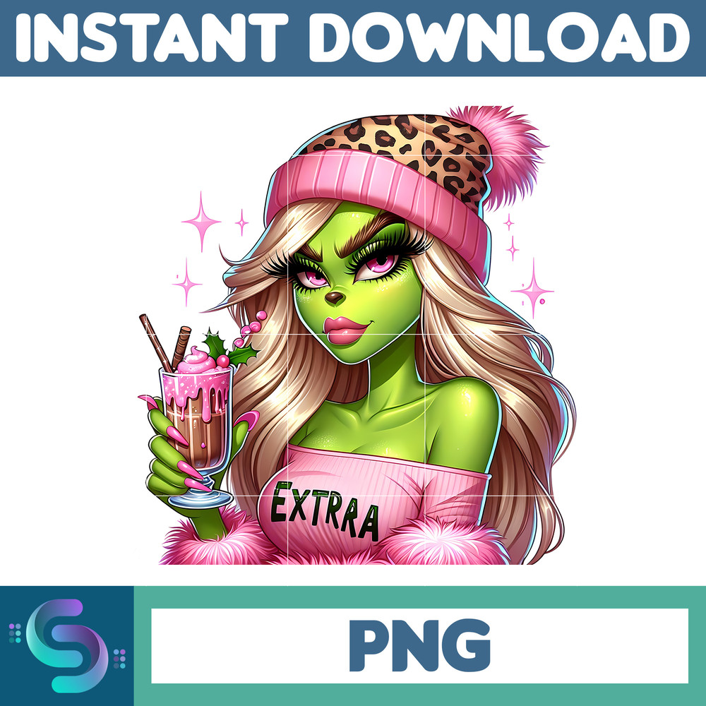 Pink grinch Girl Cartoon Boujee Leopard Coffee Png, Colorful Boujee Png, Christmas Trending 2023 Png, Instant Download (19).jpg