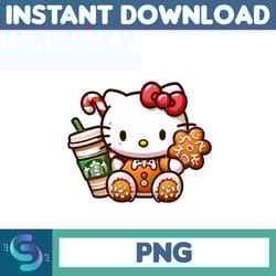 christmas png, gingerbread kawaii kitty png, gingerbread kitty clipart (5)