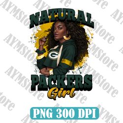 Green Bay Packers Natural Girl NFL PNG, Girl NFL Png, NFL png, Digital Download