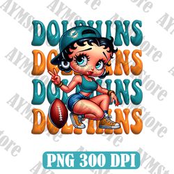 Miami Dolphins Betty Boop NFL PNG, Girl NFL Png, NFL png, Digital Download