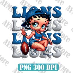 Detroit Lions Betty Boop NFL PNG, Girl NFL Png, NFL png, Digital Download
