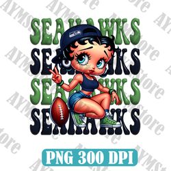 Seattle Seahawk Betty Boop NFL PNG, Girl NFL Png, NFL png, Digital Download