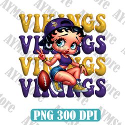 Minnesota Vikings Betty Boop NFL PNG, Girl NFL Png, NFL png, Digital Download