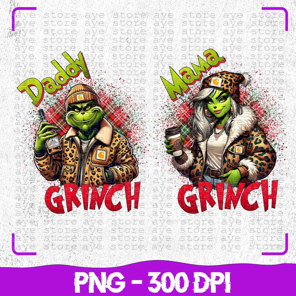 Daddy Mama Grinch Png Christmas Leopard Mama Daddy Png My Kids Stole My Heart Custom Png Christmas 1