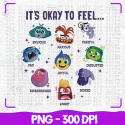 inside out 2 its okay to feel all the feels png digital download, mental health shirt designs, inclusion speech therapy