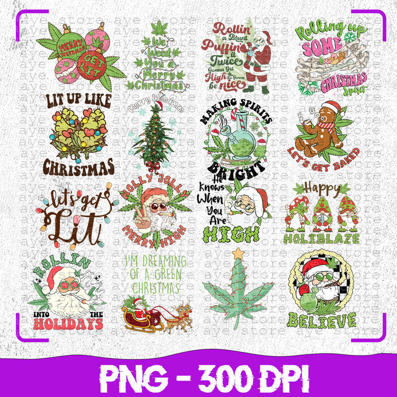 Weed Christmas Bundle Png Funny Santa Png Retro Christmas Bundle Christmas Tree Weed Png Merry Chri 0
