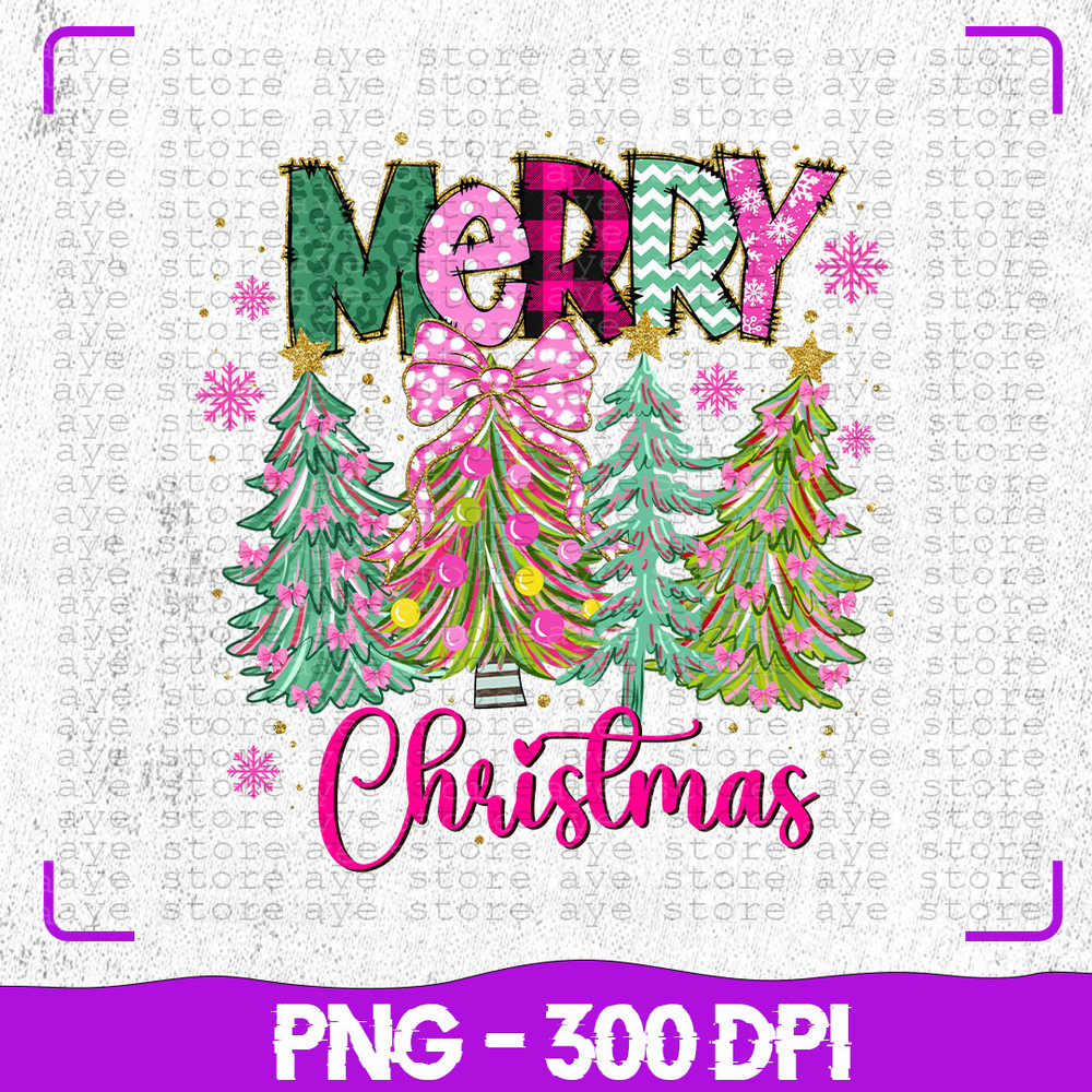 Pink Christmas Tree Coquette Png Pink  Green Brushstroke Merry Png Christmas Png Merry Doodles Png  0