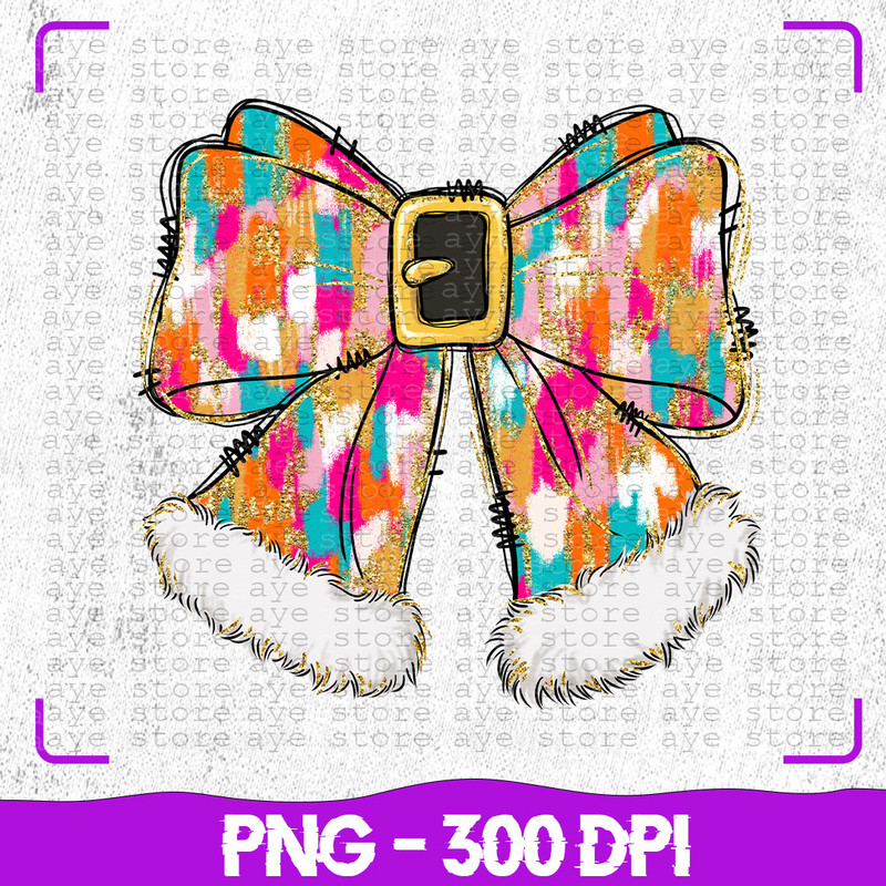 Coquette Christmas Bow Png Santa Belt Bow Fur Trim Christmas Digital Png Red Bow For Sublimation Di 0