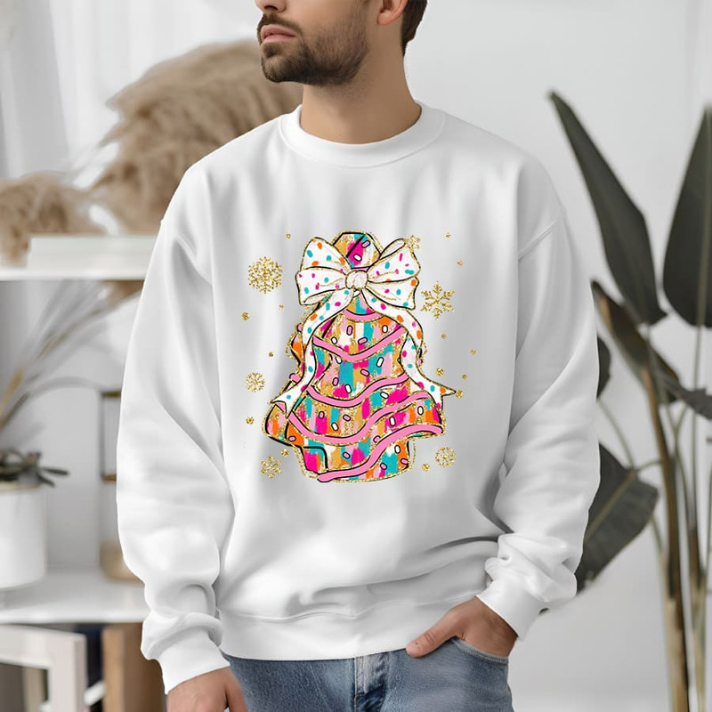 Colorful Christmas Tree PNG Gold Glitter PNG Instant Download Sublimation Design Coquette Bow Png 1