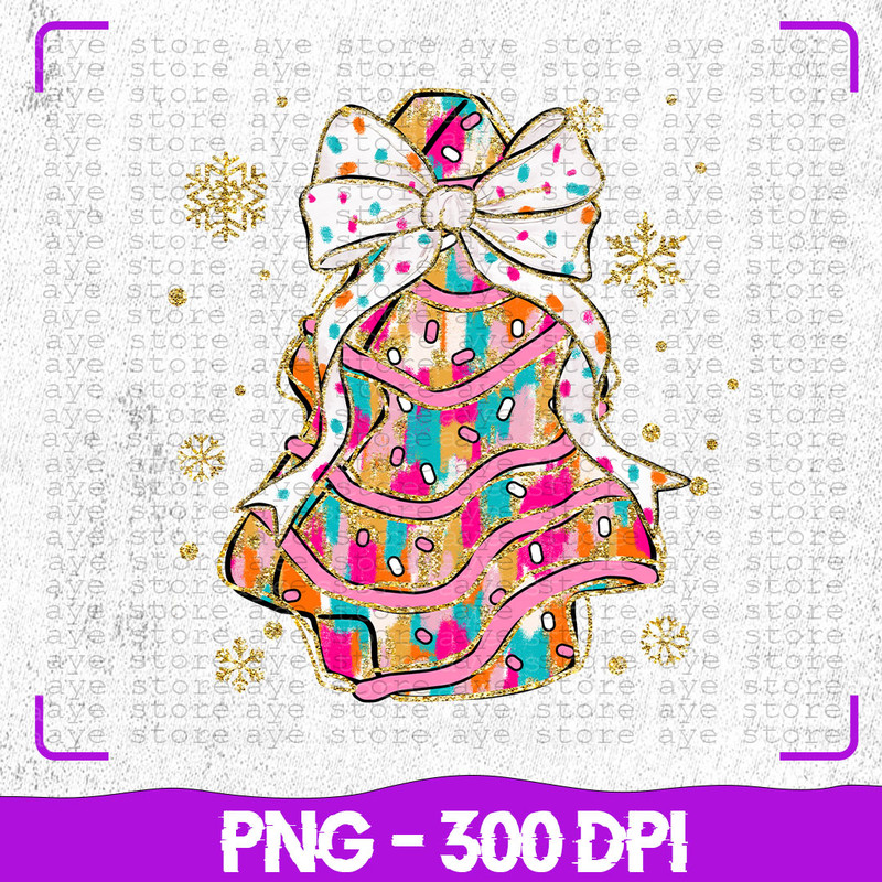 Colorful Christmas Tree PNG Gold Glitter PNG Instant Download Sublimation Design Coquette Bow Png 0