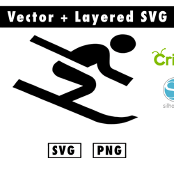 skiing icon sticker svg and png files for cricut machine , anime svg , manga svg , goku svg