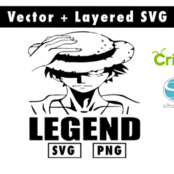 luffy one piece legend svg and png files for cricut machine , anime svg , manga svg , goku svg