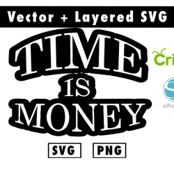time is money quote sticker svg and png files for cricut machine , anime svg , manga svg , goku svg