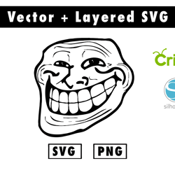 trolly face svg and png files for cricut machine , anime svg , manga svg , goku svg