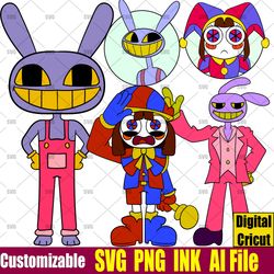 Pomni SVG From the amazing digital circus Jax SVG Vector Coloring pages Pomni Sticker SVG png,Ink Cricut desgin space