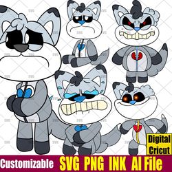 Customizable Frowny fox smiling critters SVG, Frowny fox smiling critters, Coloring pages smiling critters SVG, Png, Ink