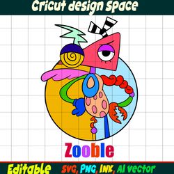 Editable Zooble Sticker from the amazing digital circus SVG, Vector Coloring Page, Zooble Cricut desgin space Circus