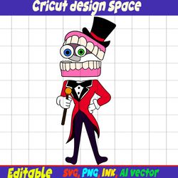 Editable Caine from the amazing digital circus SVG, Vector Coloring Page, Caine Cricut desgin space Circus SVG
