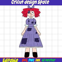 Editable Ragatha SVG from the amazing digital circus SVG, Vector Coloring Page, Ragatha Cricut desgin space Circus