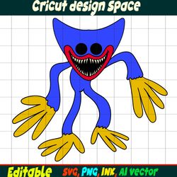 Editable Twisted Nightmare Huggy Wuggy SVG Ink,Twisted Nightmare Huggy Wuggy Cricut desgin space Jax Circus