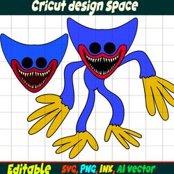 Editable Twisted Nightmare SVG, Huggy Wuggy, SVG Ink Twisted Nightmare Huggy Wuggy, Cricut desgin space Jax Circus.