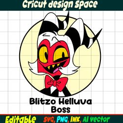 Editable Blitzo Helluva Boss Hazbin Hotel SVG Sticker from Hazbin Hotel Coloring Pages Sticker Blitzo Helluva Cut file.