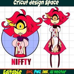 Editable Niffty Hazbin Hotel SVG, Niffty Head Sticker SVG, Png,Ink, Niffty Coloring Pages Digital Download For Kids, Boy