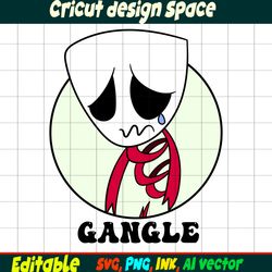 Editable Gangle Sticker the Amazing Digital circus SVG, Gangle coloring pages, Gangle Cut file vector, Instant download