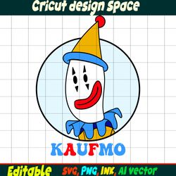 Editable Kaufmo Sticker the Amazing Digital circus SVG, Kaufmo coloring pages, Kaufmo Cut file vector, Instant download.