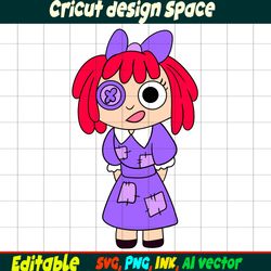 Editable Ragatha Sticker the Amazing Digital circus SVG, Ragatha coloring pages, Cut file vector, Instant download