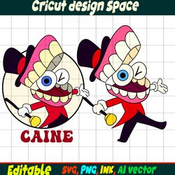 The amazing digital circus Caine SVG, Png, Ink Caine Sticker Vector Caine Coloring pages Birthday Gift, Cut file Print