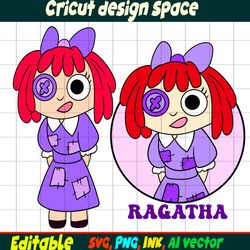 The amazing digital circus Ragatha SVG, Png, Ink Ragatha Sticker Vector Ragatha Coloring pages Birthday Gift, Cut file