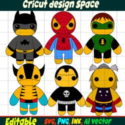 Editable Pack Wobbly life SVG, Wobbly life Superheros Png Coloring pages SVG, Png, Wobbly life Printable for Birthday