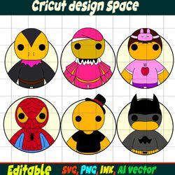 Editable Pack Wobbly life SVG Stickers , Wobbly life Superheros Png Coloring pages SVG, Png, Wobbly Printable