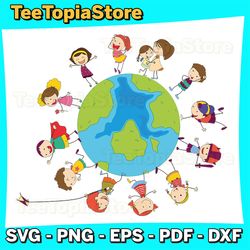 Kindergarten Earth Day Svg, Earth Child Svg, Earth Day Svg, Planet Svg, Earth Day Clipart, Eco-Friendly Kid, Love Earth