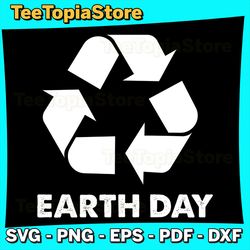 happy earth day recycling symbol svg, recycle symbol svg - environment friendly earth day svg, green recyclable logo svg