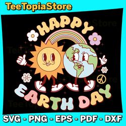 Wave Groovy Happy Earth Day 2024 Earth Day Svg, Sublimation Design, Earth Svg, Retro Characters Svg, Happy Earth Day Svg