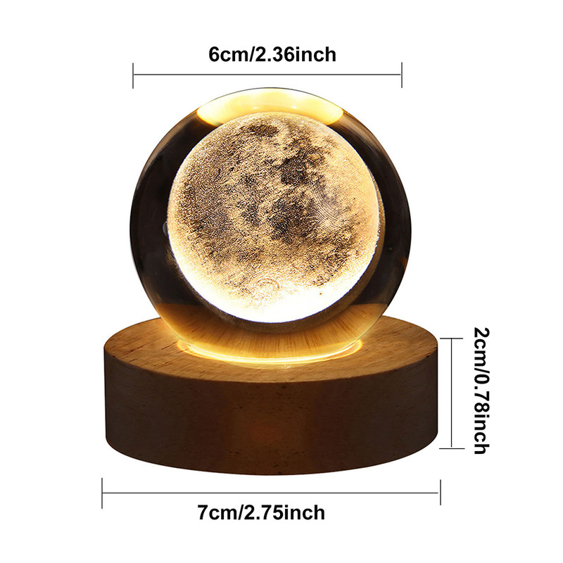 3D Crystal Ball Lamp  LED Night Light For Cozy Atmosphere  Home  Bedroom Decoration Gift For Teens  10