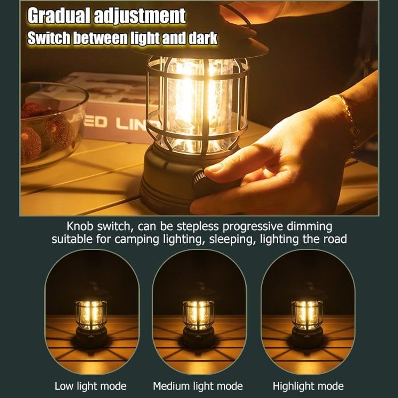 Portable Retro Camping Lantern Vintage LED Tent Lighting For Outdoor Camping Garden Street Path And 3
