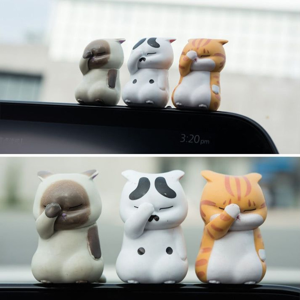 Cartoon Cute Kittens Kawaii Cat Doll Ornaments Mini Model Desktop Toys For Car Home Decoration 2