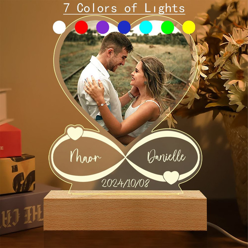 Custom Photo Love Frame Personalized Anniversary Gift for Couples Women  Men Acrylic Plaque with