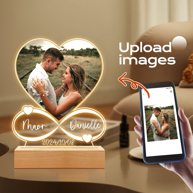 Custom Photo Love Frame Personalized Anniversary Gift for Couples Women  Men Acrylic Plaque with