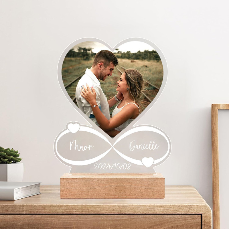 Custom Photo Love Frame Personalized Anniversary Gift for Couples Women  Men Acrylic Plaque with