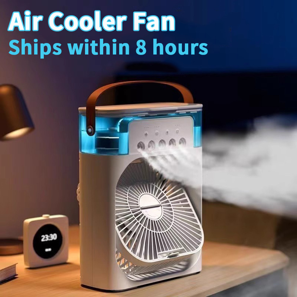 LED Mini Air Cooler Fan, Portable Humidifier and Air Conditioner for Household, Office, and Camping