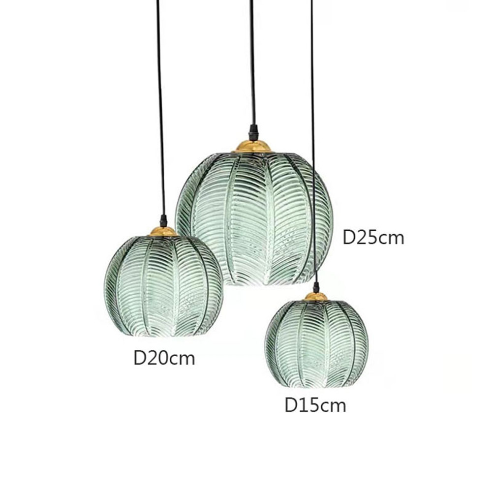 Nordic Glass Pendant Light Green Leaf Pattern, Lighting For Living Room Dining Room, Hotel Study Bedroom