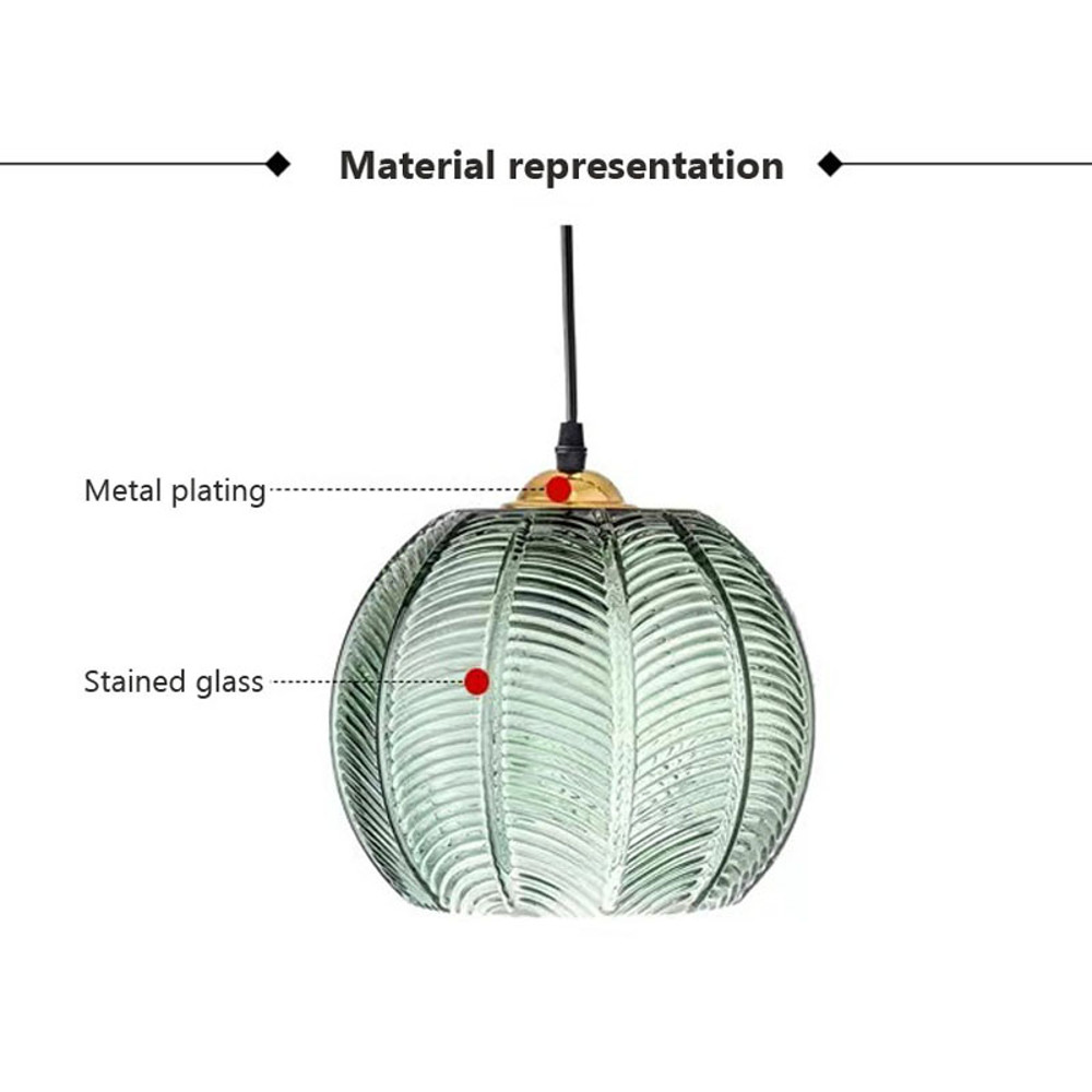 Nordic Glass Pendant Light Green Leaf Pattern, Lighting For Living Room Dining Room, Hotel Study Bedroom