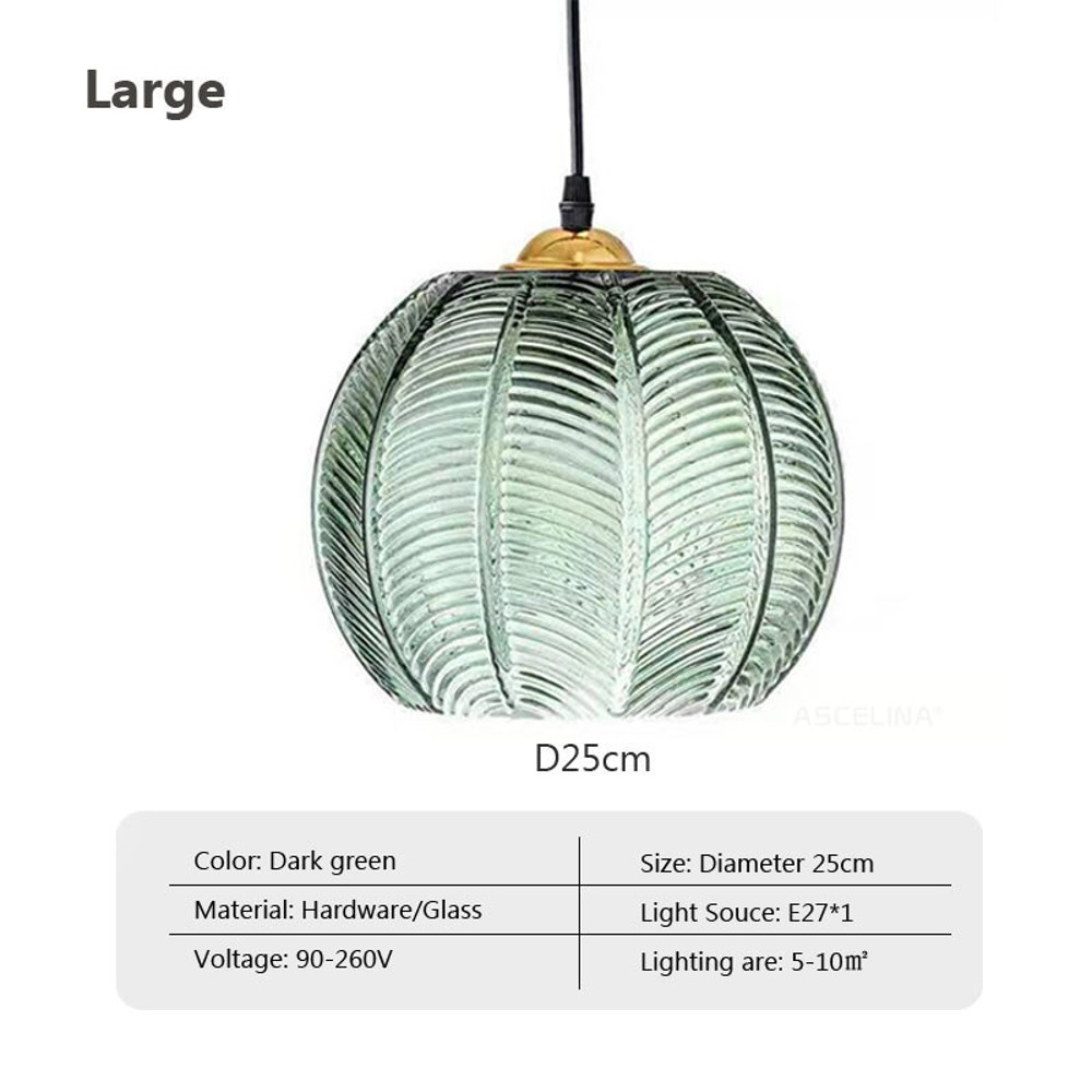 Nordic Glass Pendant Light Green Leaf Pattern, Lighting For Living Room Dining Room, Hotel Study Bedroom