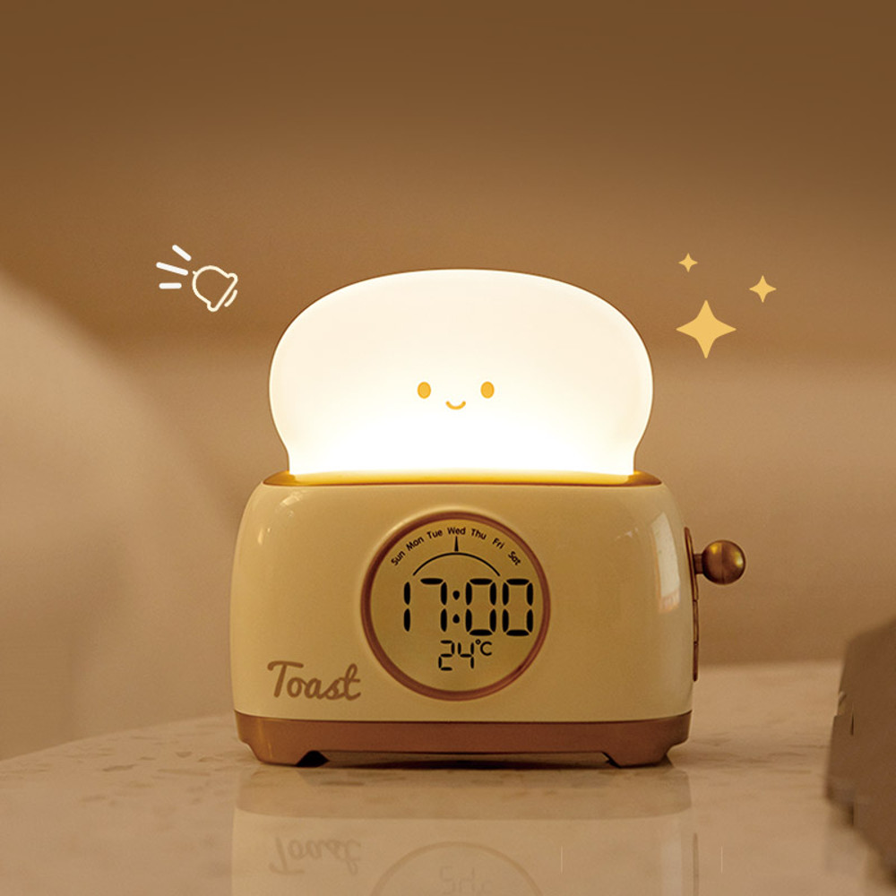 Kid Alarm Clock LED Night Light Digital Cute Bedside Clock Childrens Sleep Trainer Temperature Disp 0